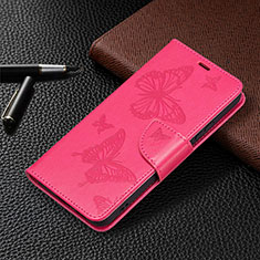 Coque Portefeuille Papillon Livre Cuir Etui Clapet B13F pour Samsung Galaxy S21 FE 5G Rose Rouge