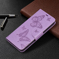 Coque Portefeuille Papillon Livre Cuir Etui Clapet B13F pour Samsung Galaxy S21 FE 5G Violet Clair