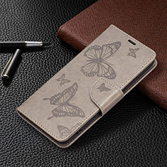 Coque Portefeuille Papillon Livre Cuir Etui Clapet B13F pour Samsung Galaxy S21 Plus 5G Gris