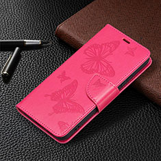 Coque Portefeuille Papillon Livre Cuir Etui Clapet B13F pour Samsung Galaxy S21 Plus 5G Rose Rouge