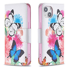 Coque Portefeuille Papillon Livre Cuir Etui Clapet L01 pour Apple iPhone 13 Rose