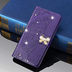 Coque Portefeuille Papillon Livre Cuir Etui Clapet L01 pour Xiaomi Mi 11 Lite 4G Violet