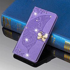 Coque Portefeuille Papillon Livre Cuir Etui Clapet L01 pour Xiaomi Mi 11 Lite 4G Violet Clair