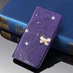 Coque Portefeuille Papillon Livre Cuir Etui Clapet L01 pour Xiaomi Mi 11 Lite 5G NE Violet