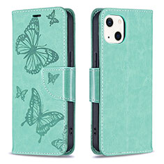 Coque Portefeuille Papillon Livre Cuir Etui Clapet L09 pour Apple iPhone 15 Plus Vert