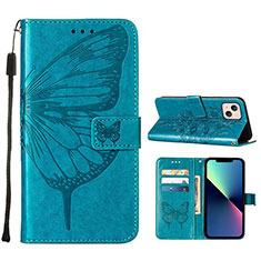 Coque Portefeuille Papillon Livre Cuir Etui Clapet L10 pour Apple iPhone 13 Mini Bleu