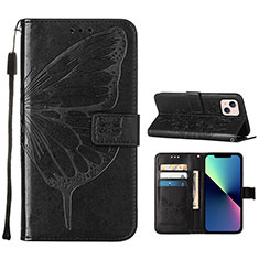 Coque Portefeuille Papillon Livre Cuir Etui Clapet L10 pour Apple iPhone 13 Mini Noir