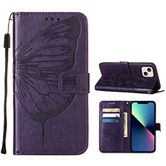 Coque Portefeuille Papillon Livre Cuir Etui Clapet L10 pour Apple iPhone 13 Mini Violet