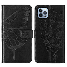 Coque Portefeuille Papillon Livre Cuir Etui Clapet L10 pour Apple iPhone 13 Pro Max Noir