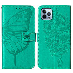 Coque Portefeuille Papillon Livre Cuir Etui Clapet L10 pour Apple iPhone 13 Pro Max Vert