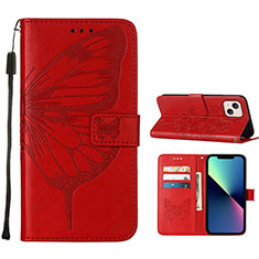 Coque Portefeuille Papillon Livre Cuir Etui Clapet L10 pour Apple iPhone 14 Rouge