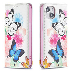 Coque Portefeuille Papillon Livre Cuir Etui Clapet pour Apple iPhone 13 Mini Rose