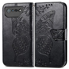 Coque Portefeuille Papillon Livre Cuir Etui Clapet pour Asus ROG Phone 7 Ultimate Noir