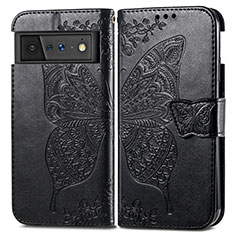 Coque Portefeuille Papillon Livre Cuir Etui Clapet pour Google Pixel 6 5G Noir