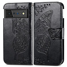 Coque Portefeuille Papillon Livre Cuir Etui Clapet pour Google Pixel 6 Pro 5G Noir