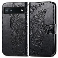 Coque Portefeuille Papillon Livre Cuir Etui Clapet pour Google Pixel 6a 5G Noir