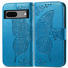 Coque Portefeuille Papillon Livre Cuir Etui Clapet pour Google Pixel 7 5G Bleu