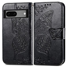 Coque Portefeuille Papillon Livre Cuir Etui Clapet pour Google Pixel 7a 5G Noir