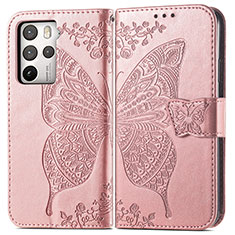 Coque Portefeuille Papillon Livre Cuir Etui Clapet pour HTC U23 5G Or Rose