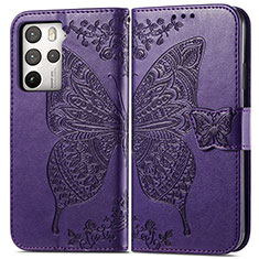 Coque Portefeuille Papillon Livre Cuir Etui Clapet pour HTC U23 5G Violet