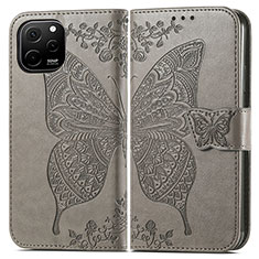 Coque Portefeuille Papillon Livre Cuir Etui Clapet pour Huawei Enjoy 50z Gris