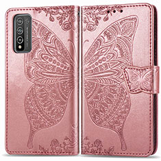 Coque Portefeuille Papillon Livre Cuir Etui Clapet pour Huawei Honor 10X Lite Or Rose