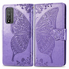 Coque Portefeuille Papillon Livre Cuir Etui Clapet pour Huawei Honor 10X Lite Violet Clair