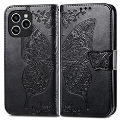 Coque Portefeuille Papillon Livre Cuir Etui Clapet pour Huawei Honor 60 SE 5G Noir