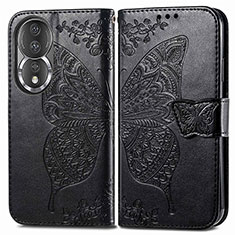 Coque Portefeuille Papillon Livre Cuir Etui Clapet pour Huawei Honor 80 5G Noir