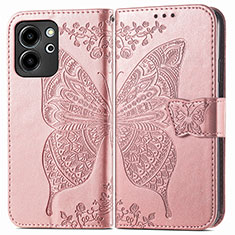 Coque Portefeuille Papillon Livre Cuir Etui Clapet pour Huawei Honor 80 SE 5G Or Rose