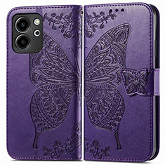 Coque Portefeuille Papillon Livre Cuir Etui Clapet pour Huawei Honor 80 SE 5G Violet