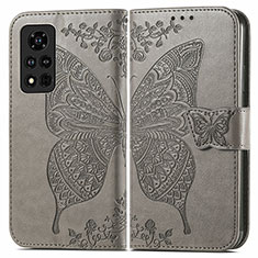 Coque Portefeuille Papillon Livre Cuir Etui Clapet pour Huawei Honor V40 5G Gris