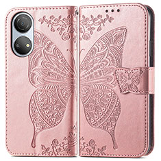 Coque Portefeuille Papillon Livre Cuir Etui Clapet pour Huawei Honor X7 Or Rose