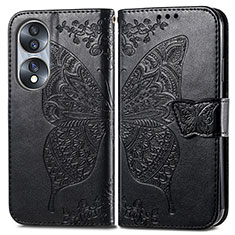 Coque Portefeuille Papillon Livre Cuir Etui Clapet pour Huawei Honor X7b Noir