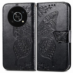 Coque Portefeuille Papillon Livre Cuir Etui Clapet pour Huawei Honor X9 5G Noir