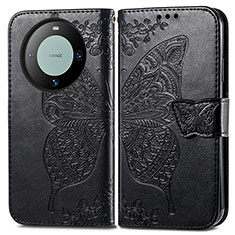 Coque Portefeuille Papillon Livre Cuir Etui Clapet pour Huawei Mate 60 Noir