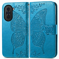 Coque Portefeuille Papillon Livre Cuir Etui Clapet pour Huawei Nova 10 Bleu