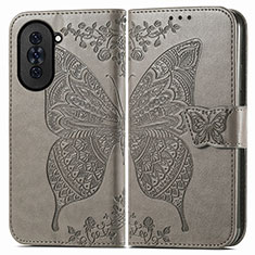 Coque Portefeuille Papillon Livre Cuir Etui Clapet pour Huawei Nova 10 Gris