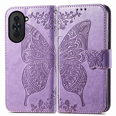 Coque Portefeuille Papillon Livre Cuir Etui Clapet pour Huawei Nova 10 Pro Violet Clair