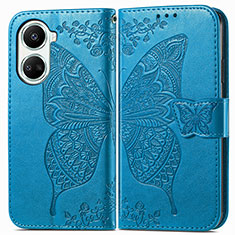 Coque Portefeuille Papillon Livre Cuir Etui Clapet pour Huawei Nova 10 SE Bleu