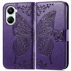 Coque Portefeuille Papillon Livre Cuir Etui Clapet pour Huawei Nova 10 SE Violet