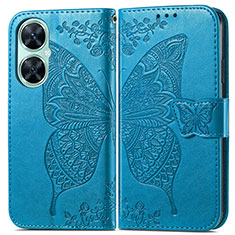 Coque Portefeuille Papillon Livre Cuir Etui Clapet pour Huawei Nova 11i Bleu