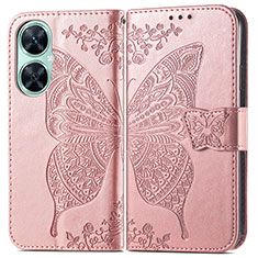 Coque Portefeuille Papillon Livre Cuir Etui Clapet pour Huawei Nova 11i Or Rose