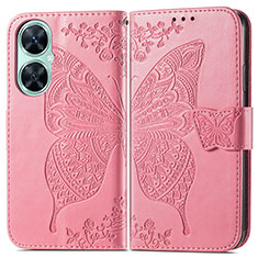 Coque Portefeuille Papillon Livre Cuir Etui Clapet pour Huawei Nova 11i Rose Rouge