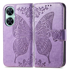 Coque Portefeuille Papillon Livre Cuir Etui Clapet pour Huawei Nova 11i Violet Clair