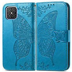 Coque Portefeuille Papillon Livre Cuir Etui Clapet pour Huawei Nova 8 SE 4G Bleu