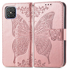 Coque Portefeuille Papillon Livre Cuir Etui Clapet pour Huawei Nova 8 SE 4G Or Rose