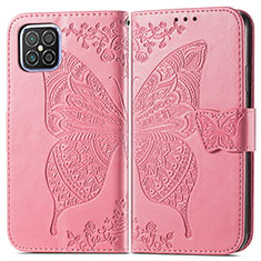 Coque Portefeuille Papillon Livre Cuir Etui Clapet pour Huawei Nova 8 SE 4G Rose Rouge