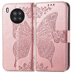 Coque Portefeuille Papillon Livre Cuir Etui Clapet pour Huawei Nova 8i Or Rose