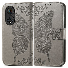 Coque Portefeuille Papillon Livre Cuir Etui Clapet pour Huawei Nova 9 Gris